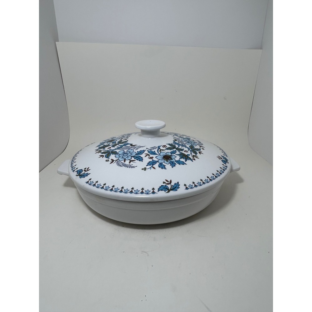 Noritake Progression Blue Moon 9022 Round Covered Casserole Dish Vintage Japan